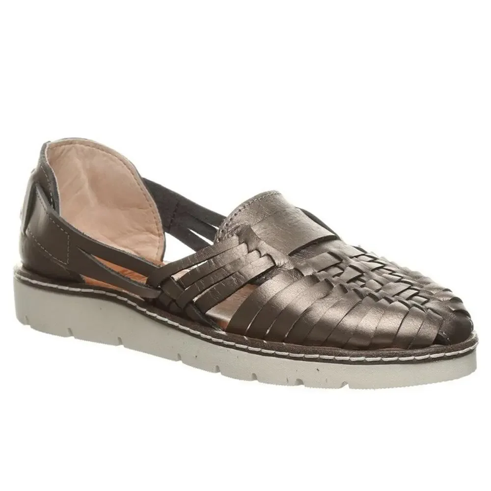 BEARPAW Lena Women's Leather Huaraches Sandal Lena Gunmetal Size 12 NEW 6